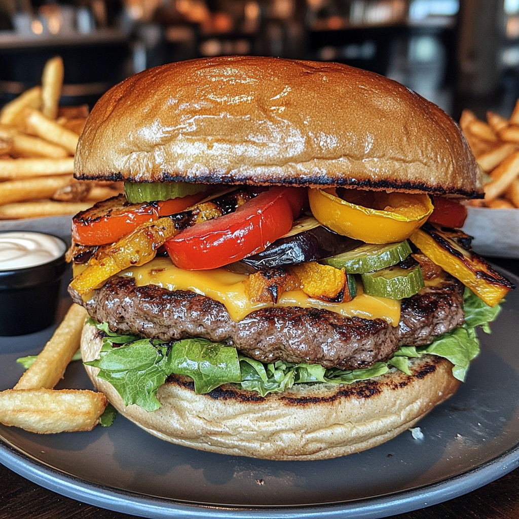 Burger  Legumes 🥬🍅🍔 + frites maison 🍟