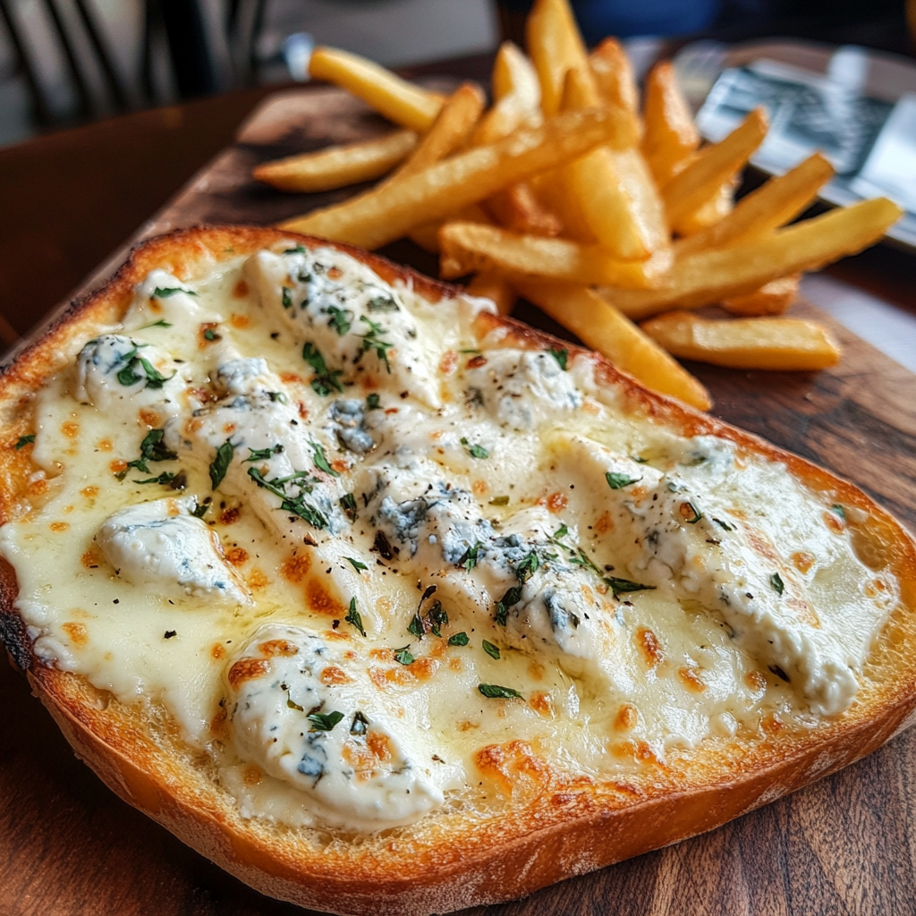 Bruschetta 4 fromages fondus 🧀🧀🧀🧀 + frites maison 🍟