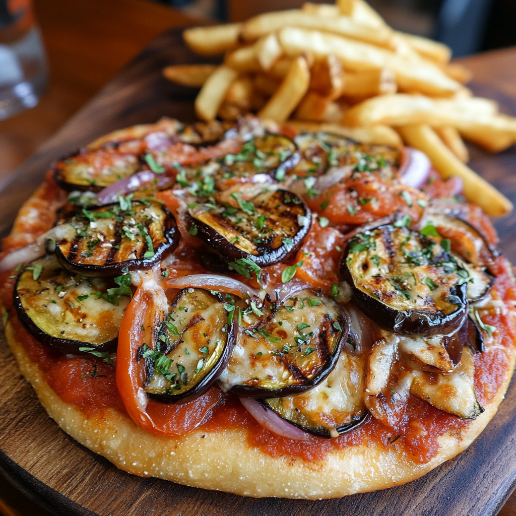 Bruschetta veggie colorée 🥗🍆🌽 + frites maison 🍟