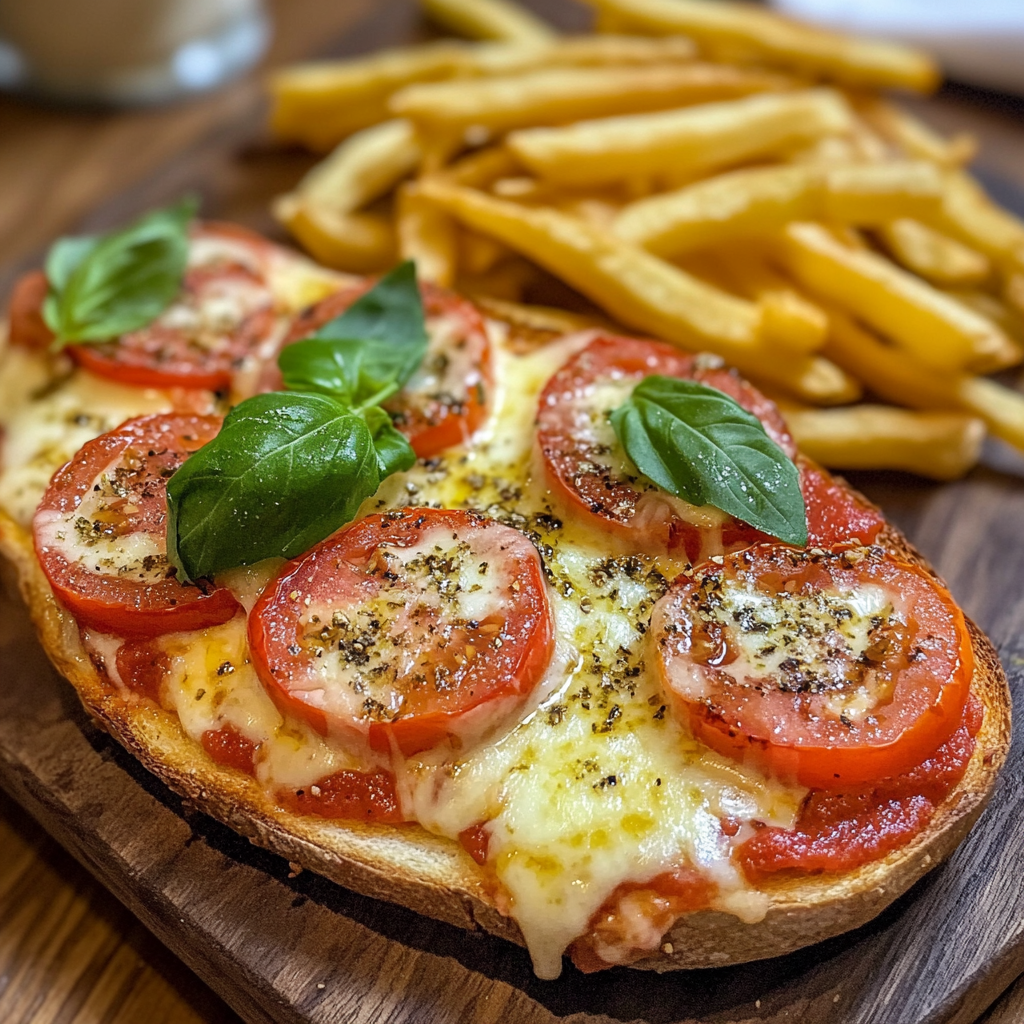 Bruschetta Tomate & mozza fondante 🍅🧀 + frites maison 🍟