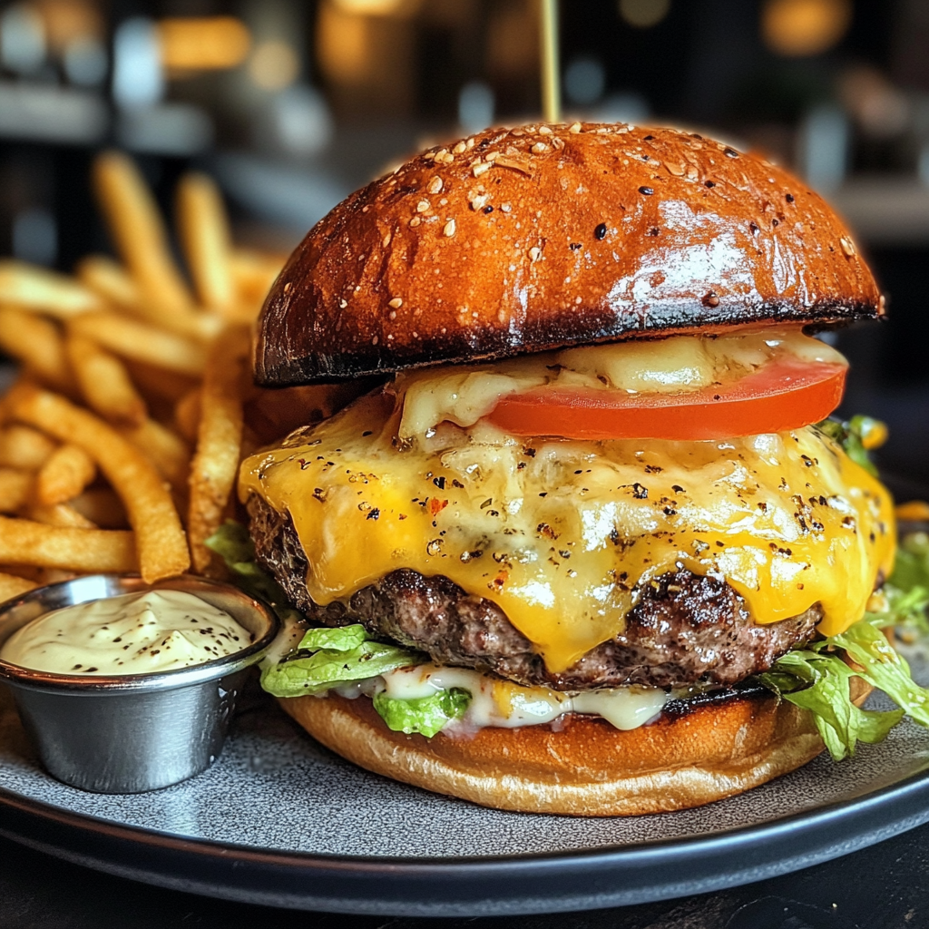 Burger Raclette fondue 🍔🧀 + frites maison 🍟