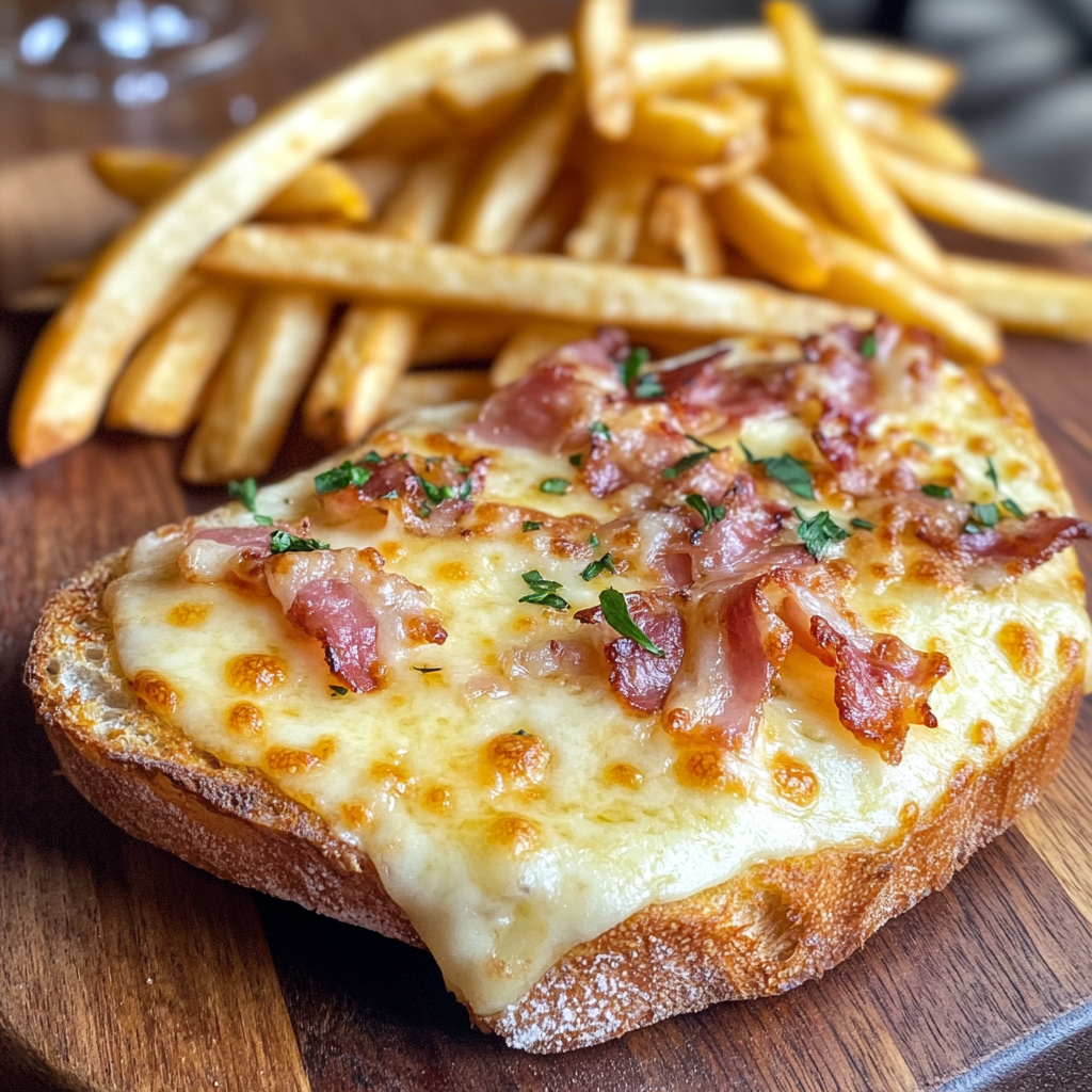 Bruschetta Raclette fondue 🧀🥔 + frites maison 🍟
