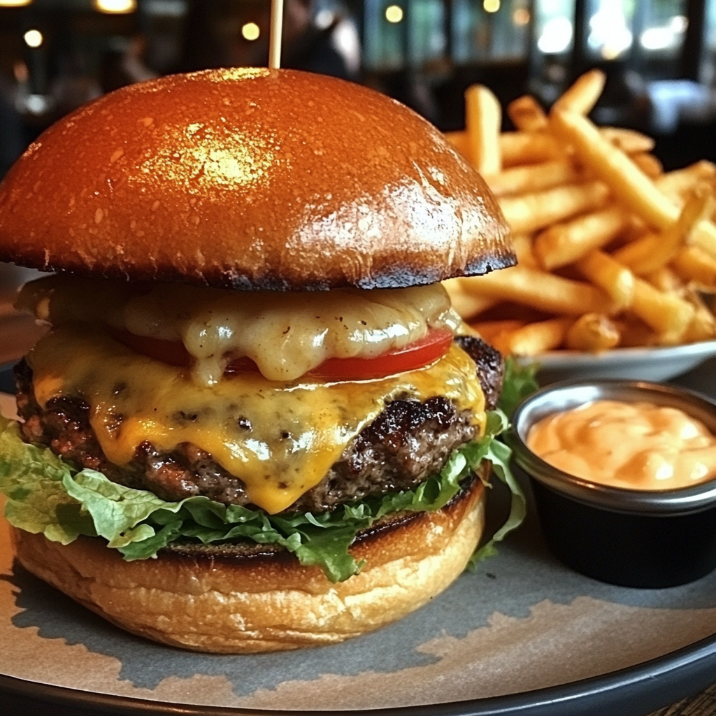 Burger du Berger au fromage corse affine  🧀🐑🍔 + frites maison 🍟