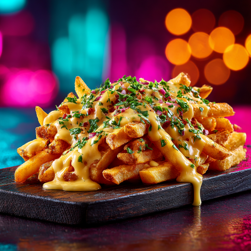 Frites avec sauce fromagère